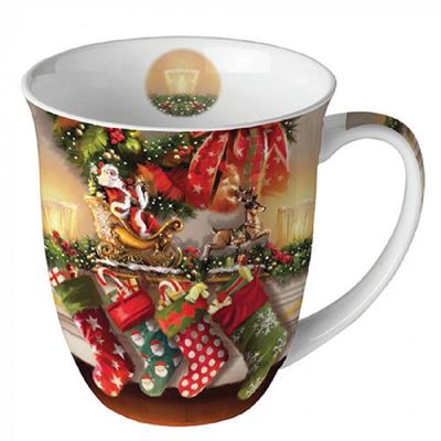 Ambiente Porzellan Tasse, Weihnachten Mug, Henkeltasse, Becher Kaffeetasse, Teetasse ,Weihnachtstasse, Kamin, Hanging stockings Ambiente Porzellan Tasse, Weihnachten Mug, Henkeltasse, Becher Kaffeetasse, Teetasse ,Weihnachtstasse, Kamin, Hanging stockings