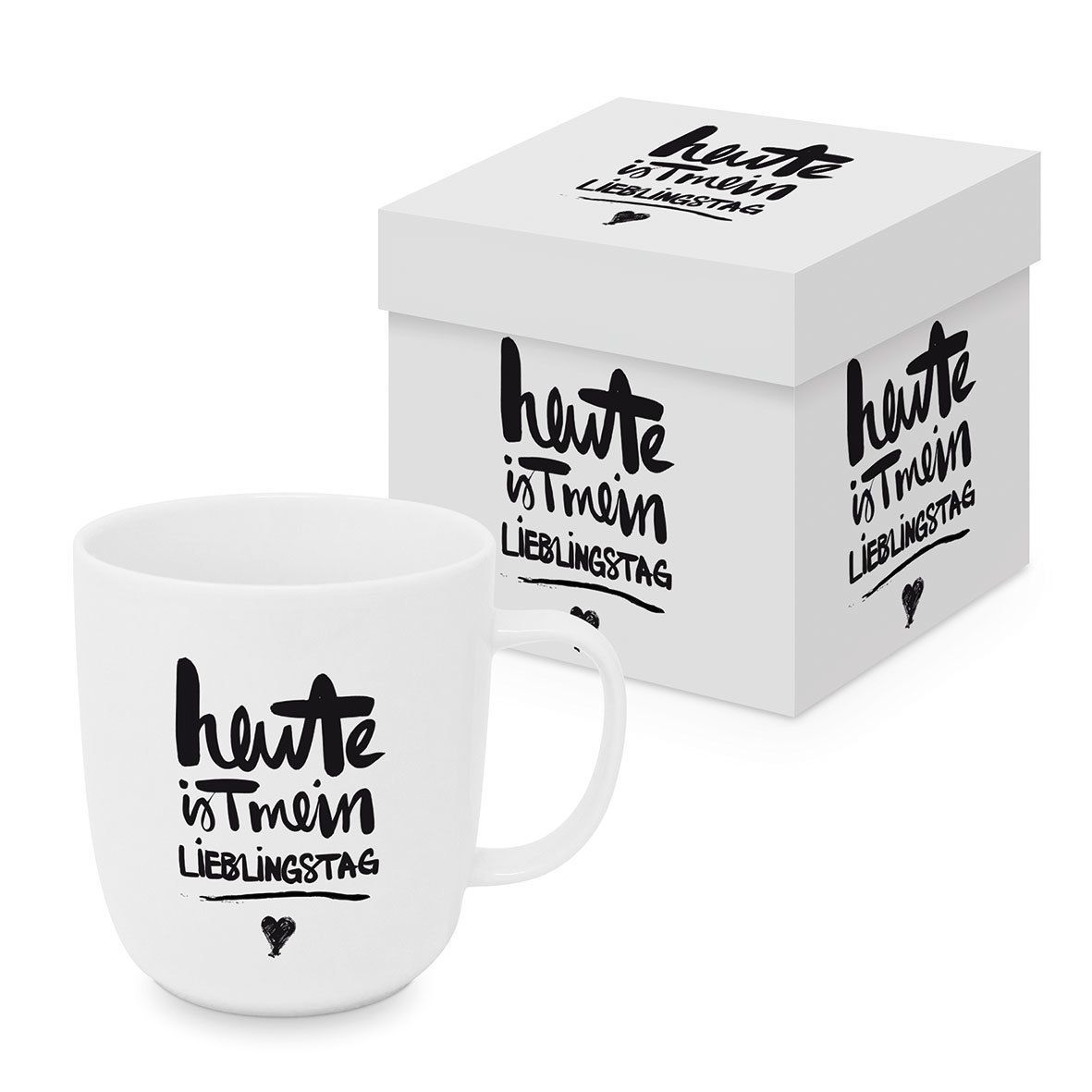 PPD Lieblingstag ,  Becher, Matte Mug - Stylische und handschmeichelnde (0,4l) mit Mattfinish ausPorzellan  in Geschenkkartonage