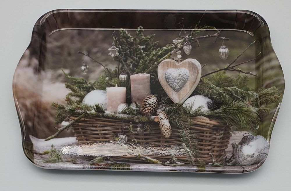 Servierteller, Tablett, ca. 13 x 21 cm, Kaffeservice, Teeservice, Tray Melamin, Winter Arrangement Kollkektion, (1-tlg)
