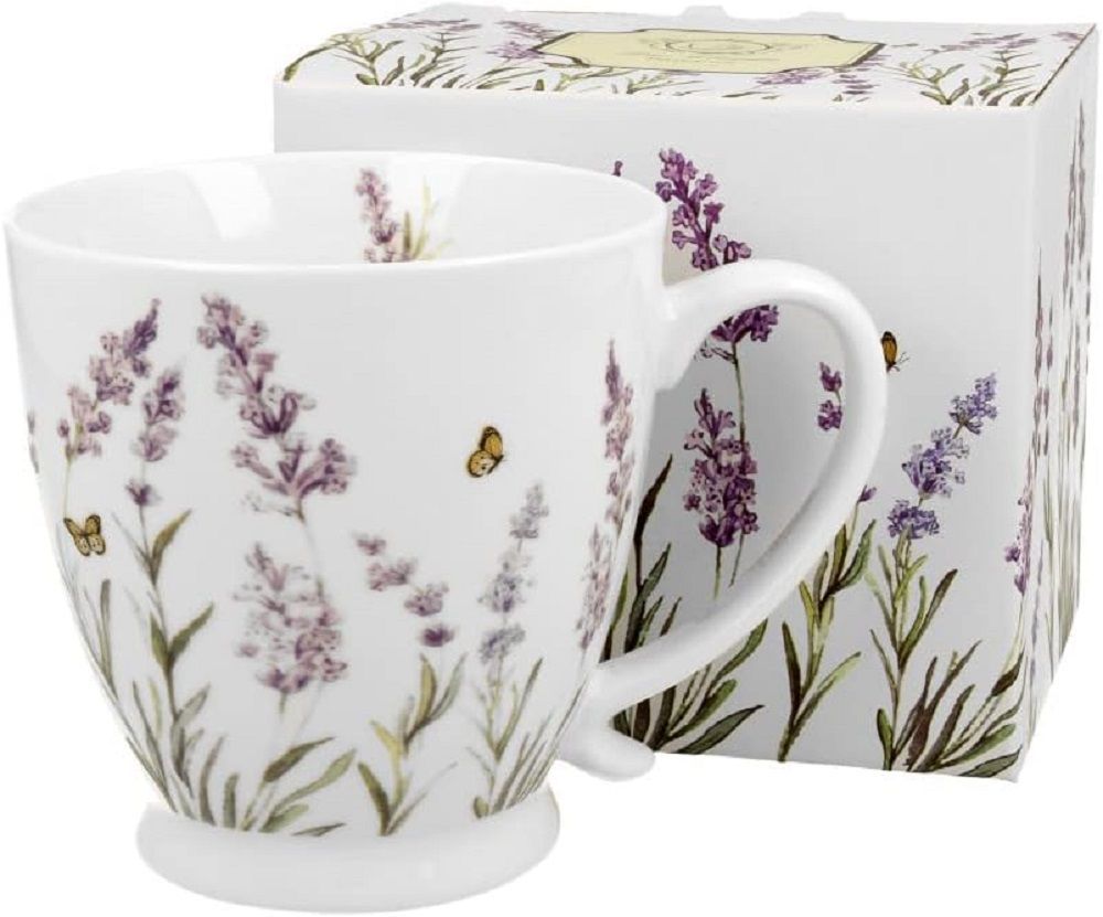 Duo Becher,  Porzellan, Jumbo, Tieren, Vogel, Blumen, Planzen, Tasse, Kollektion Porzellan ca. 460 ml, Sommer PROVANCE, Lavendel, Blumen, Ideal als Geschenk, Sammlung, Dekoration, Geschenke
