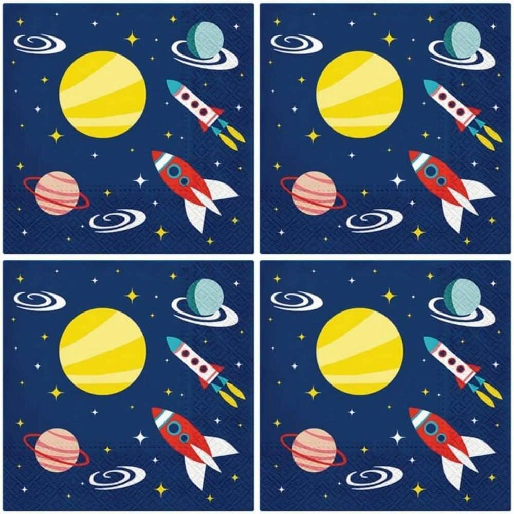 Papierserviette Weltraum, Kindergeburtstag, Weltraum, Kosmos Druckmotiv , Servietten , 3-lagig ca. 33cm, -Sonnensystem , Planeten - Space Motivservietten  Paw