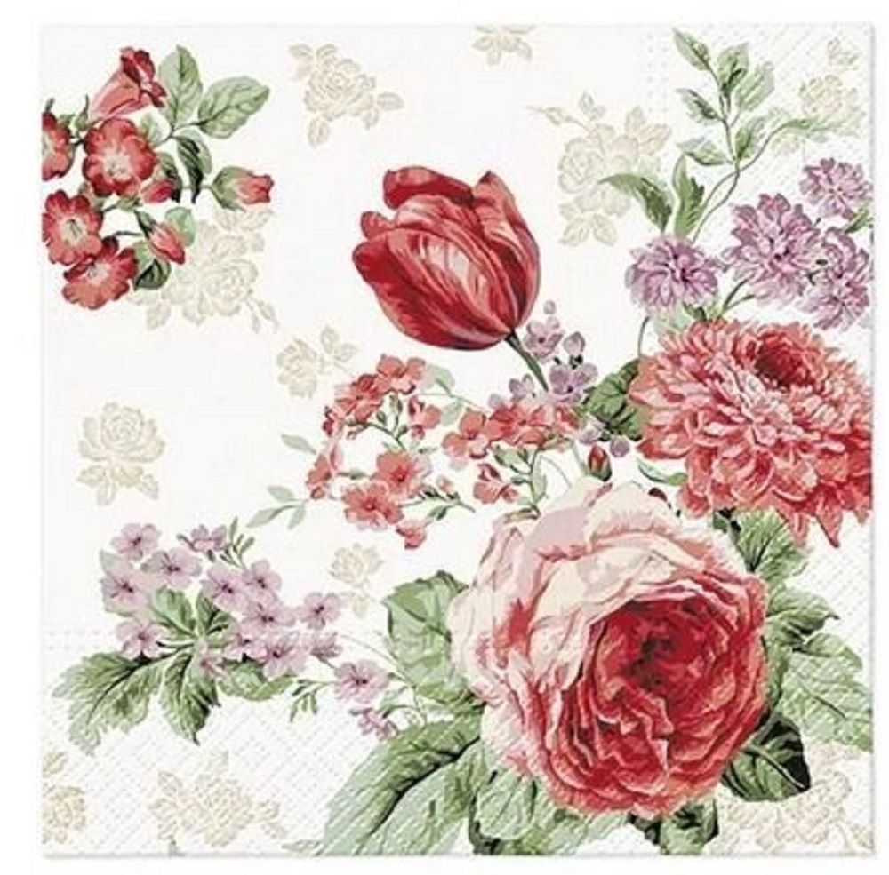 Servietten Blumen,  33x33cm,  3-lagig,  Geheimnisvolle Rosen - Mysterious Roses als Tischdeko - Motivservietten