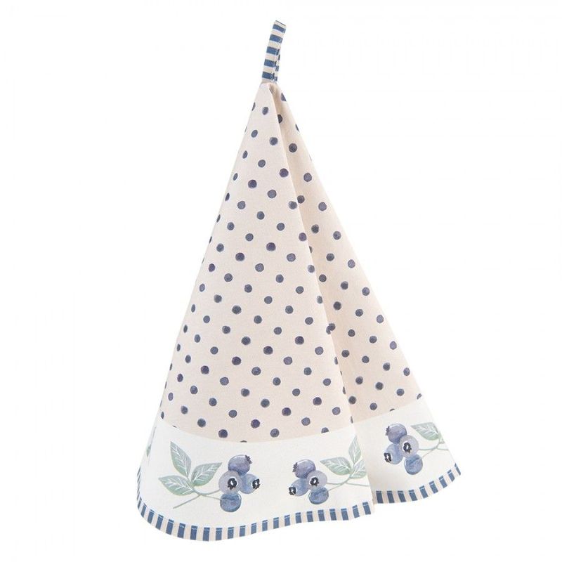 Geschirrtuch Ø 80 cm Beige Blau Baumwolle Blaubeeren Rund Küchentuch, Clayre & Eef Geschirrtuch Ø 80 cm Beige Blau Baumwolle Blaubeeren Rund Küchentuch, Clayre & Eef