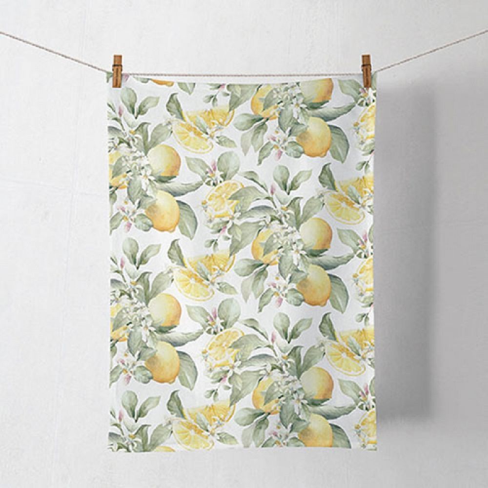 Geschirrtuch,  Limone , Zitrone , Blumen, Tücher, Handtuch Kollektion ca. 50x70cm aus Baumwolle (1-tlg), Geschirrtuch / Küchentuch / Ideal als Geschenk