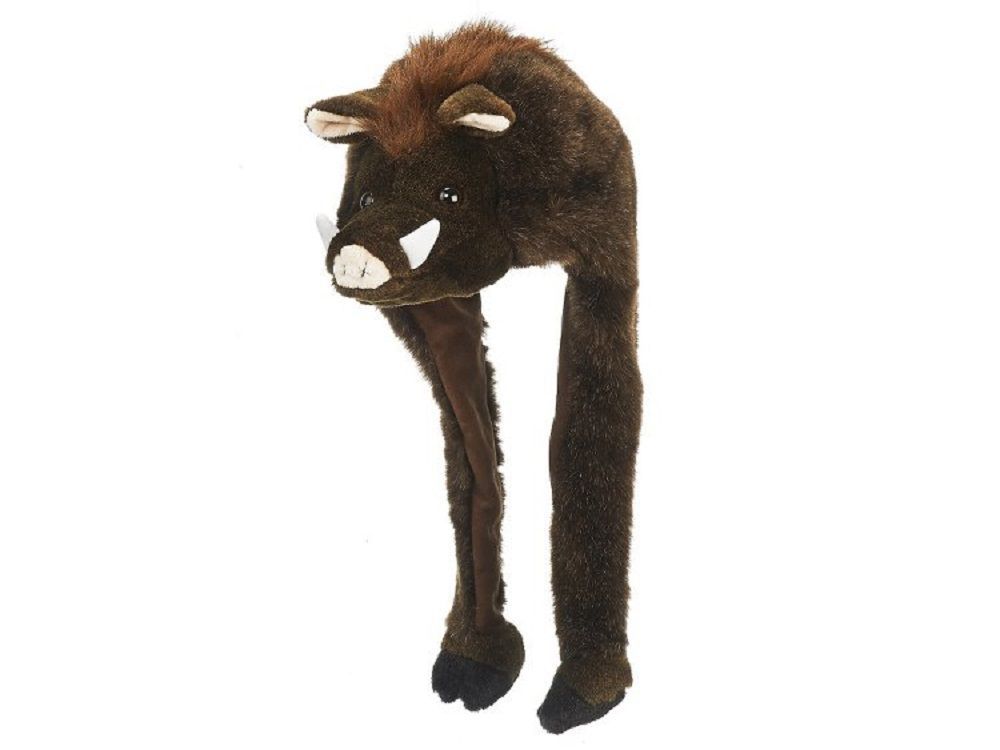 Mütze, Wildschwein , Plüsch, 55cm , Wildsau Mütze/Wildschwein Tierplüschmütze , Veloursplüsch für Erwachsene -  Einheitsgröße, Euro Souvenirs
