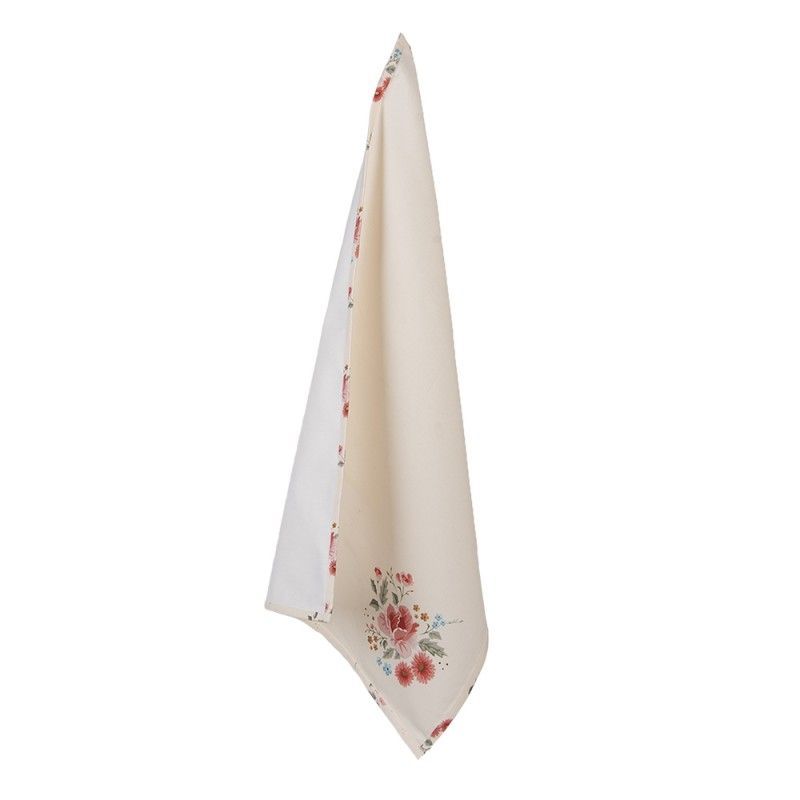 LRC42 Geschirrtuch 50x70 cm Beige Baumwolle Rosen Küchentuch,  Material: 100% Baumwolle,  Clayre & Eef
