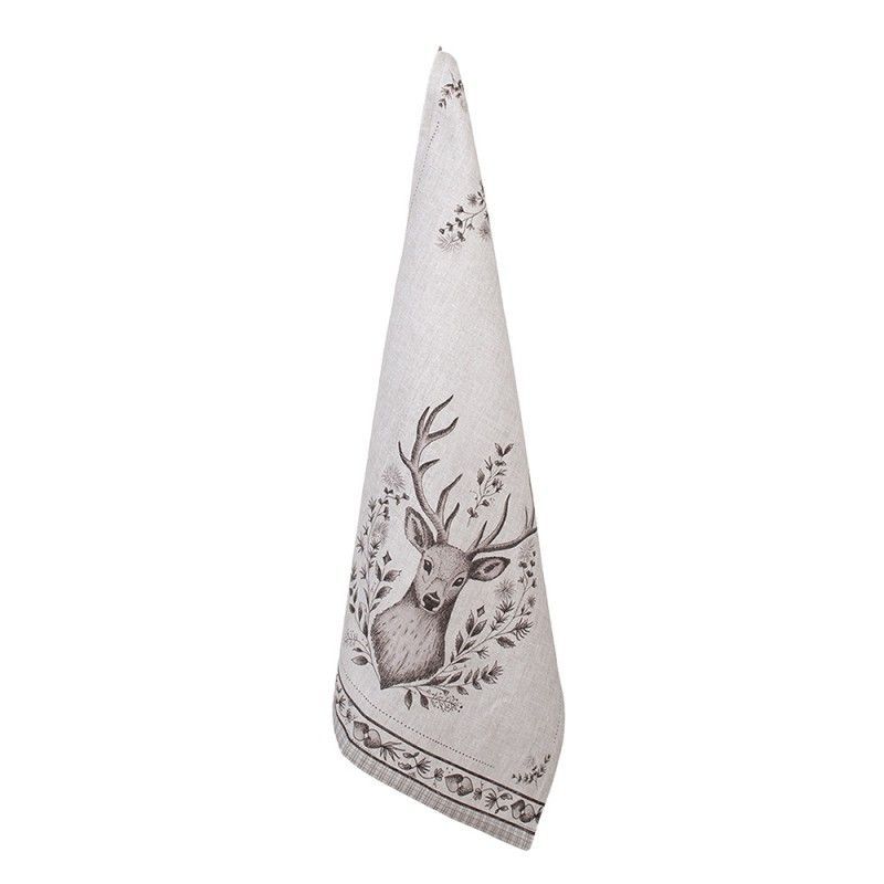 GTW42-1 Geschirrtuch 50x70 cm Beige Baumwolle Hirsch Küchentuch, Clayre & Eef