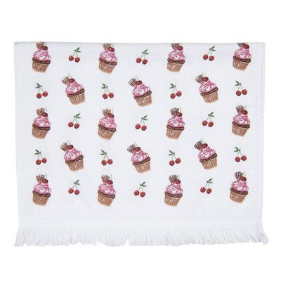 CTCUP Gästehandtuch 40x66 cm Weiß Rosa Baumwolle Cupcake Rechteck Toiletten Handtuch, Clayre & Eef Gästehandtücher CTCUP Gästehandtuch 40x66 cm Weiß Rosa Baumwolle Cupcake Rechteck Toiletten Handtuch, Clayre & Eef Gästehandtücher
