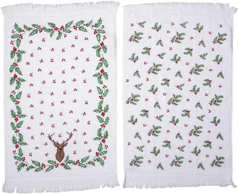 CTSETHCH Gästehandtuch Rehca.  40x66 cm Beige Braun Baumwolle Hirsch Rechteck Toiletten Handtuch - Clayre & Eef Gästehandtücher - 2 Stück