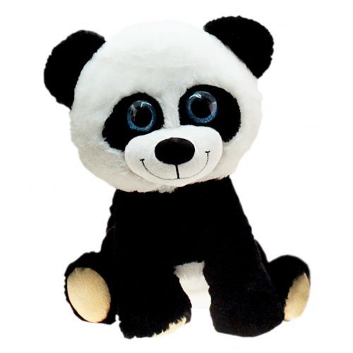 Plüsch Panda 23 cm, Supersüß, Knuddeliger, Kuscheltier, mit großen, blauen, runden Glitzeraugen