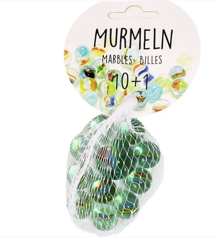 Murmeln aus Glas im Netz zum Spielen -11 Murmeln in Netz, 10 Kleine und 1 große Glasmurmel, Murmeln Glas, Murmel,  Kinder, Murmelspiel, Marbles,