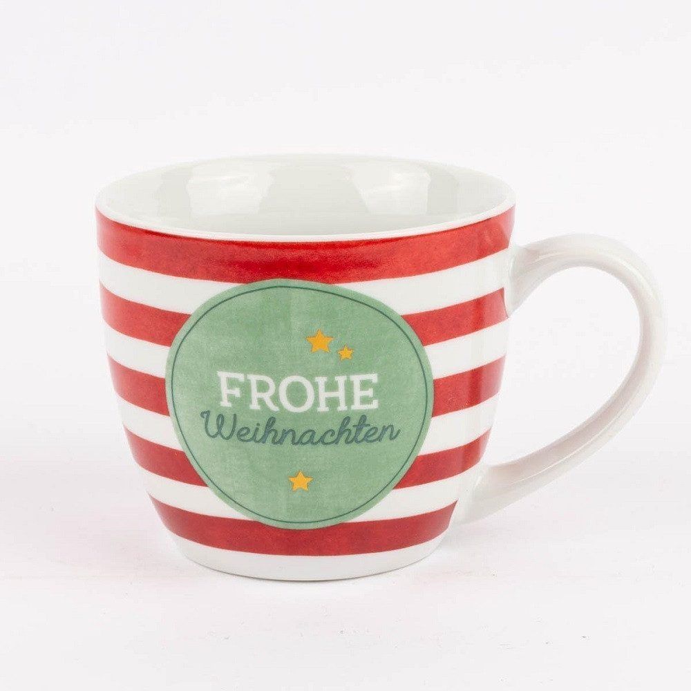 Becher Botschaft, Maxibecher ca 400ml, Sprüche, Geschenk für dich Porzellan, Maxibecher 400ml Frohe Weihnachten, Tee, Kaffee Tasse - ideal als Geschenk