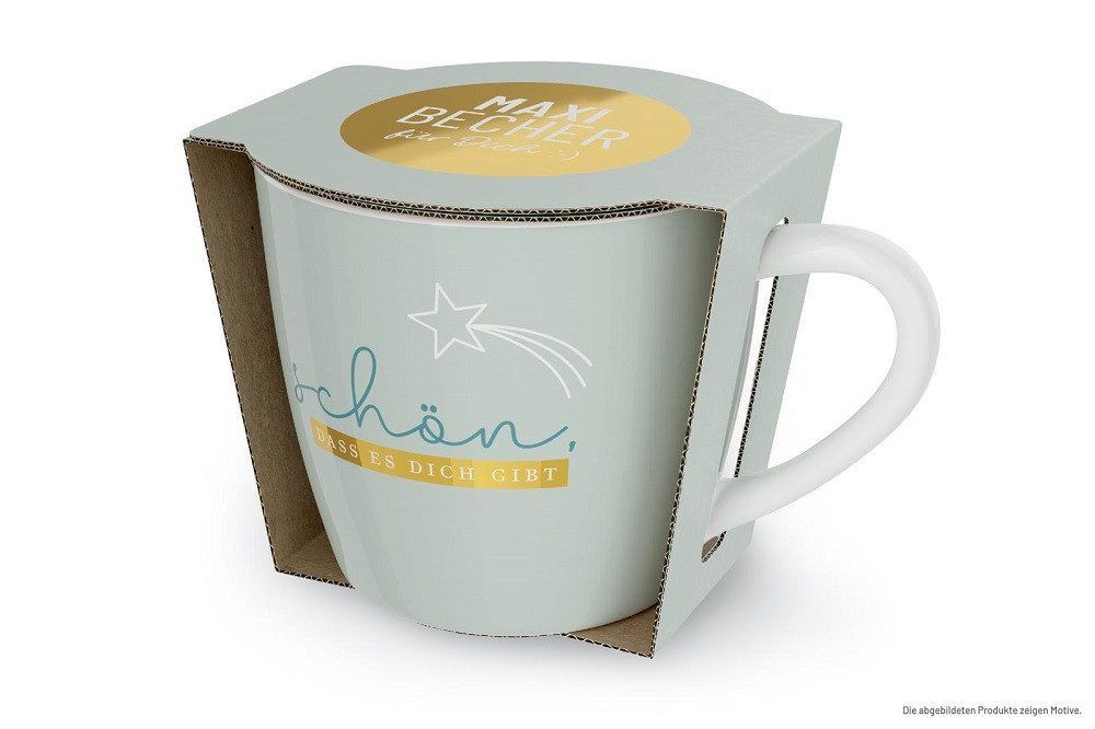 Becher, Botschaft, Maxibecher ca 400ml, Sprüche, Geschenk für dich Porzellan, Maxibecher 400ml Komet, dass es dich gibt - Sternschnuppe, Tee, Kaffee Tasse - ideal als Geschenk