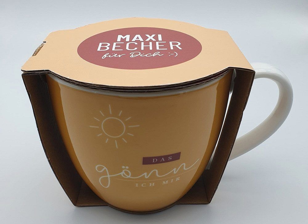 Becher Botschaft, Maxibecher ca 400ml, Sprüche, Geschenk für dich Porzellan, Maxibecher 400ml Gönn ich mir, Tee, Kaffee Tasse - ideal als Geschenk