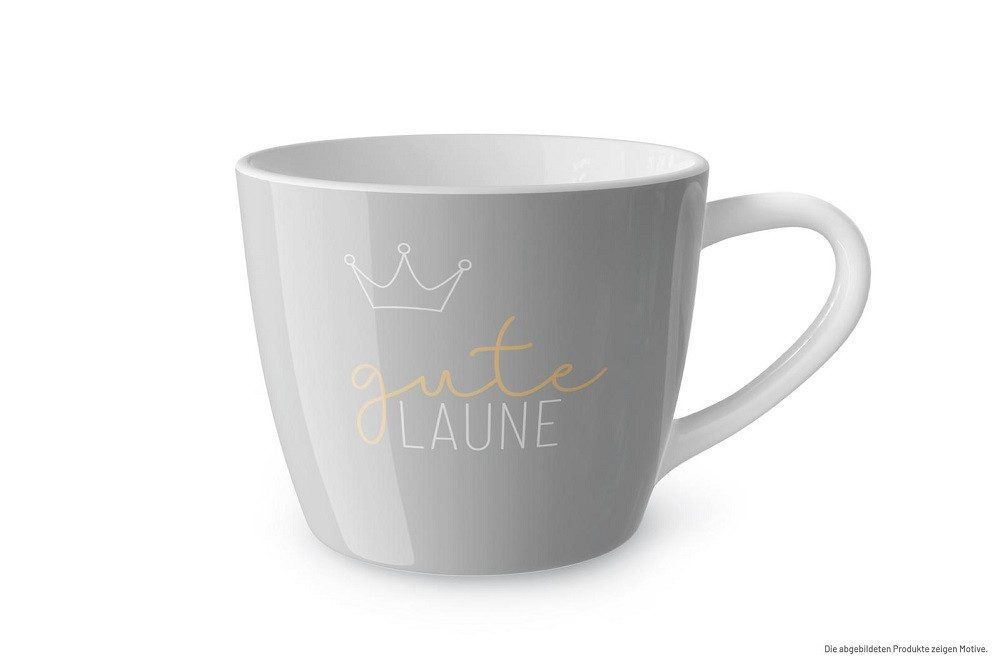 Becher,  Botschaft, Maxibecher ca 400ml, Sprüche, Geschenk für dich, Porzellan, Maxibecher,  400ml Gute Laune, Tee, Kaffee Tasse - ideal als Geschenk