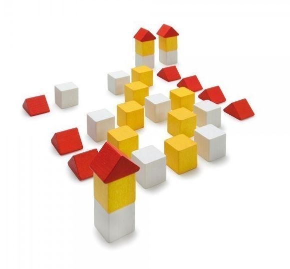 Erzi Lernspiel Hausnummern -  Spielsteine des Bau- und - Bau dir ein Haus mit DachKonstruktionsspiele, Motorikspiel aus Holz , spielen, lernen, bewegen