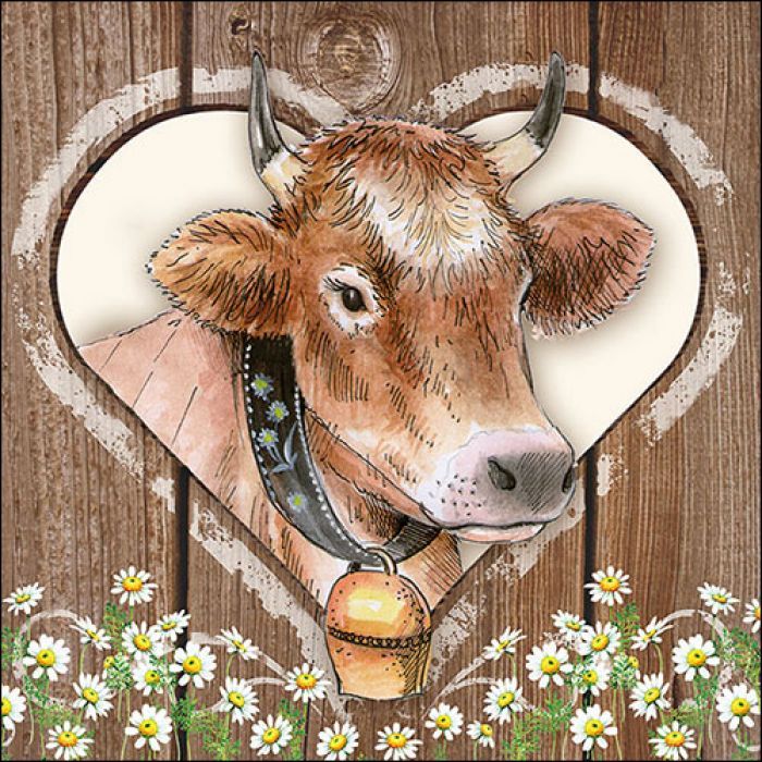 20 Servietten 33 Kuh im Herzen FSC Mix, Napkin 33 Cow in heart