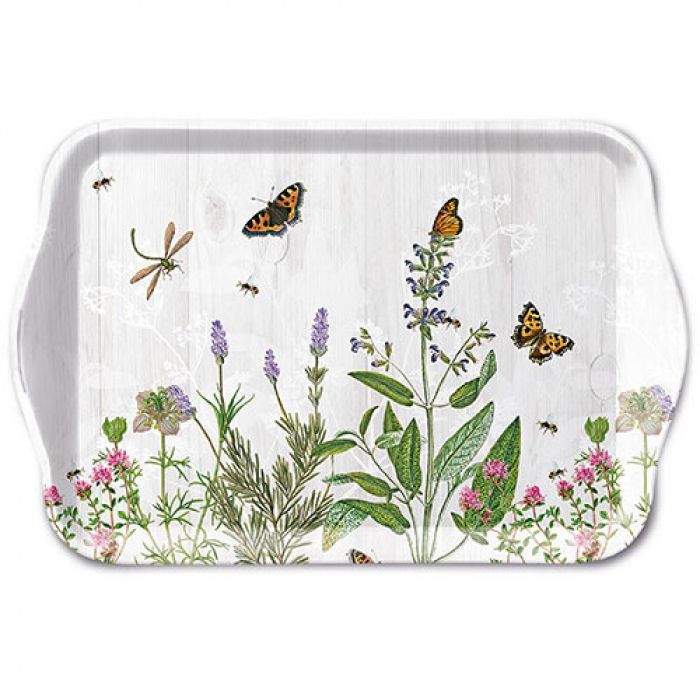 Ambiente Schmetterlinge  - Tray melamine 13x21 cm Herb garden, Tablett Melamin 13x21 cm Kräutergarten