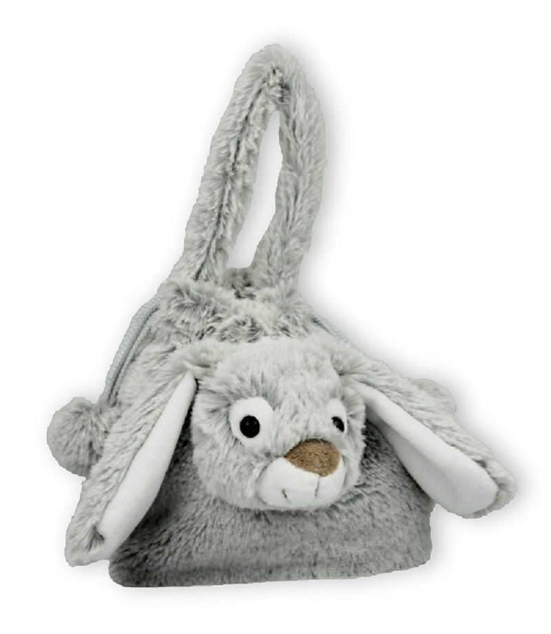 Beutel Hase, Plüsch, Stoffbeutel ca. 17 x 15 cm x 6 cm Material: 100 % Polyester, grau/meliert,Tasche, Handtasche Kindertasche