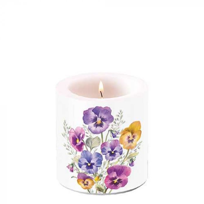 Ambiente Paraffin, Kerze Stiefmütterchen, Sommer - Frühling - Pflanzen Kollektion, Blumen Tishdeko, Ø 7,5 - h 9 , Brenndauer ± 35 Stunden Ambiente Paraffin, Kerze Stiefmütterchen, Sommer - Frühling - Pflanzen Kollektion, Blumen Tishdeko, Ø 7,5 - h 9 , Brenndauer ± 35 Stunden