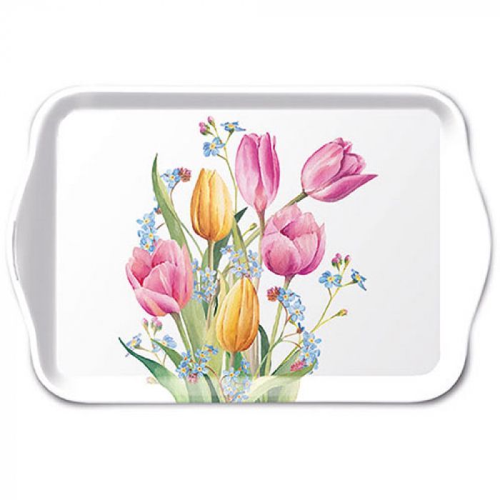 Tablett Melamin 13x21 cm Tulpenstrauß, Tulips bouquet