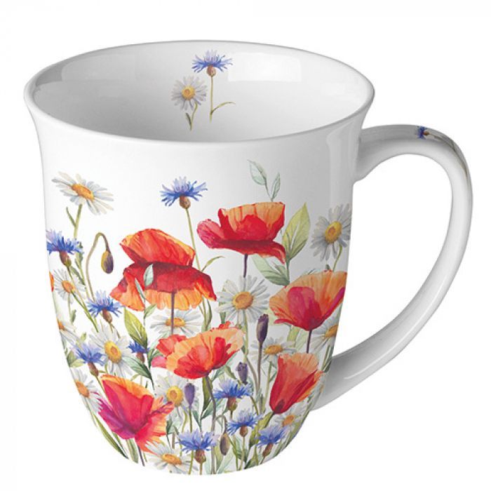 Becher 0,4 L Mohnblumen und Kornblumen, Poppies and cornflowers
