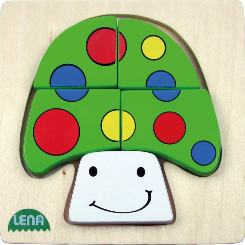 Lena 32138 - Holzpuzzle Pilz, Kinderpuzzle mit Grundplatte 14 x 14 cm und 5 Puzzleteilen Teile aus Holz, Mitgebsel, Kindergeburtstag Lena 32138 - Holzpuzzle Pilz, Kinderpuzzle mit Grundplatte 14 x 14 cm und 5 Puzzleteilen Teile aus Holz, Mitgebsel, Kindergeburtstag