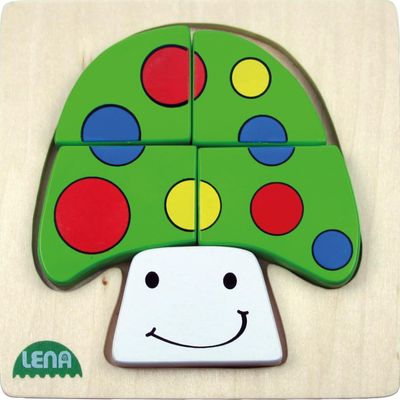 Lena 32138 - Holzpuzzle Pilz, Kinderpuzzle mit Grundplatte 14 x 14 cm und 5 Puzzleteilen Teile aus Holz, Mitgebsel, Kindergeburtstag Lena 32138 - Holzpuzzle Pilz, Kinderpuzzle mit Grundplatte 14 x 14 cm und 5 Puzzleteilen Teile aus Holz, Mitgebsel, Kindergeburtstag