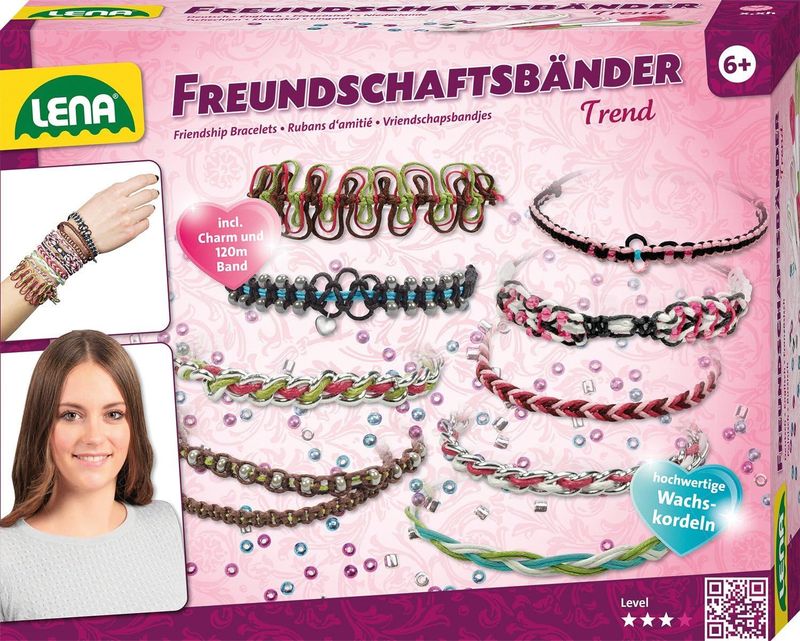 Lena 42692 Bastelset Freundschaftsbänder knüpfen Trend mit 120 m Wachskordeln in 7 Farben, 30 cm Lena 42692 Bastelset Freundschaftsbänder knüpfen Trend mit 120 m Wachskordeln in 7 Farben, 30 cm
