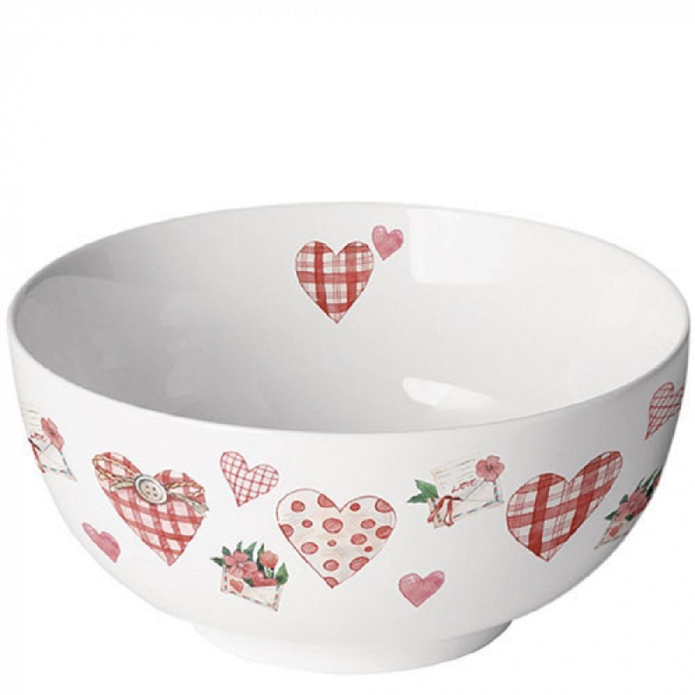 Ambiente Porzellan , Müslischüssel Serviergeschirr, Geschirr, Schalen, Schüsseln, Dessertschalen - Bowl Lovely hearts - Schale Schöne Herzen