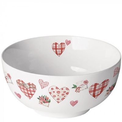 Ambiente Porzellan , Müslischüssel Serviergeschirr, Geschirr, Schalen, Schüsseln, Dessertschalen - Bowl Lovely hearts - Schale Schöne Herzen