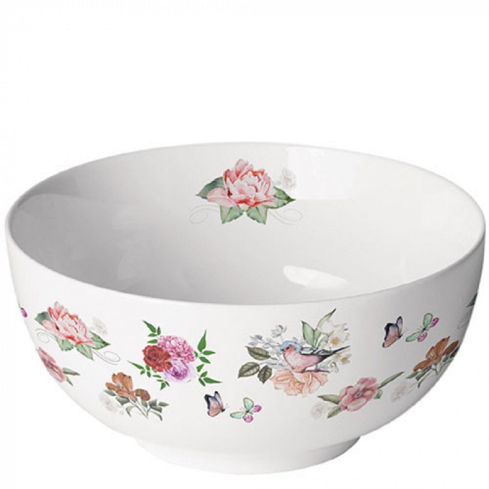 Ambiente Porzellan , Müslischüssel Serviergeschirr, Geschirr, Schalen, Schüsseln, Dessertschalen - Bowl Charlotte white - Schale Blumen Charlotte weiß