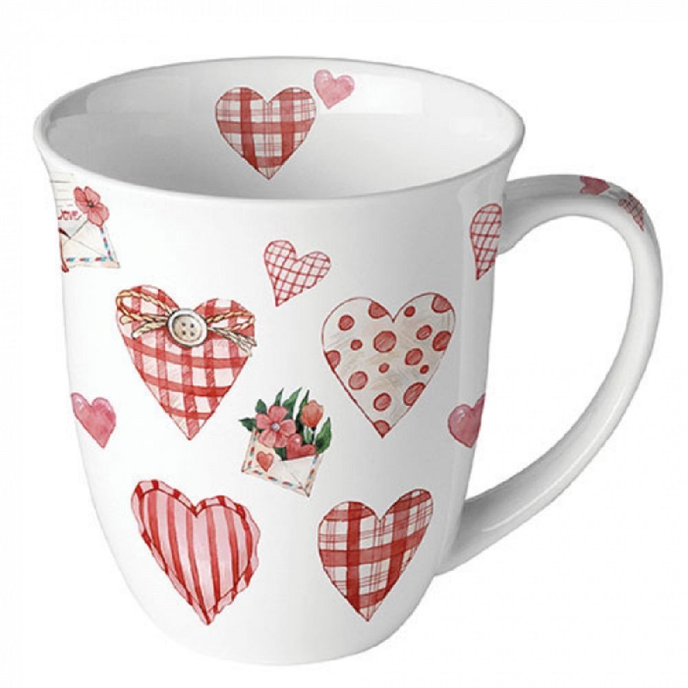 Becher Porzellan Becher 0,4 L Schöne Herzen/  Mug 0.4 L Lovely heartsIdeal als Geschenk / Anlässe ; Valentinstg,  Hochzeitag, Hochzeit