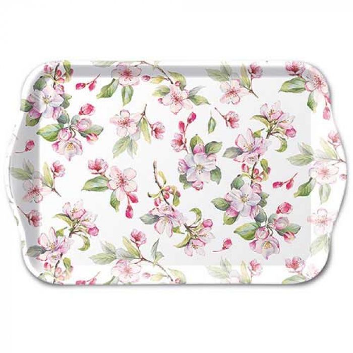 Tray melamine 13x21 cm Spring blossom white