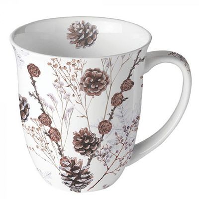 Mug 0.4 L Pine cones white Mug 0.4 L Pine cones white