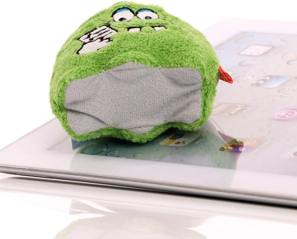 Lächelnde Mini Geist, Plüsch der Reiniger, Displayreiniger und Anti-Stress - Knautschfigur Funktion/ Unterseite aus Mikrofaser- Geschenkidee (Lächelnde Mini Geist Plüsch der Reiniger , grün)