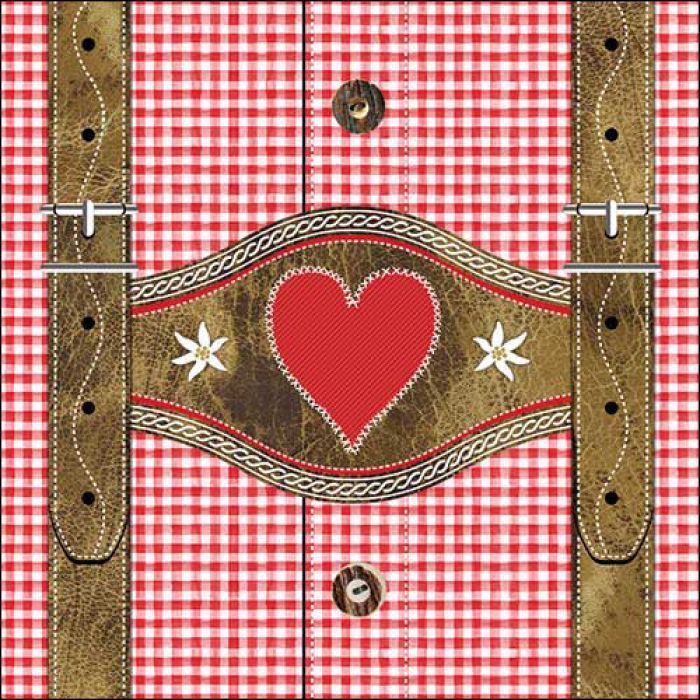 Napkin 33 Lederhosen red FSC Mix, Festiv , Bayerische Motiv, Fest, Festival, Party - Lunch Servietten - Ambiente