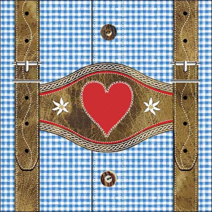 Ambiente , Bayern, Serviette 33cm Lederhosen blau FSC Mix Napkin Leader Pants blue FSC Mix Motiv- 20 Stück