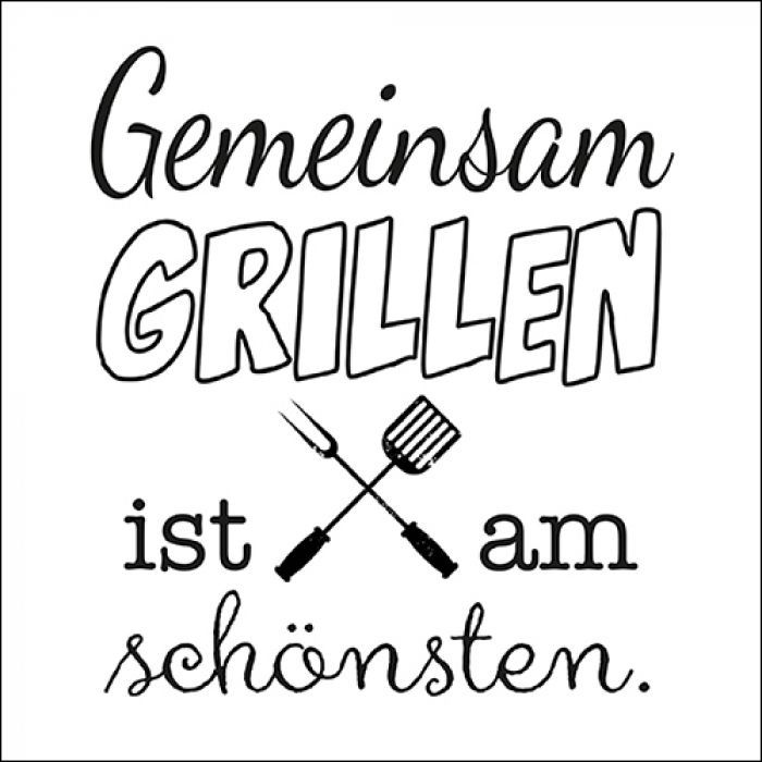 Ambiente , Barbecue , Grill Party, Serviette 33 cm Napkin, Gemeinsam grillen FSC Mix - Essen - Trinken, Sprüche -  20 Stück