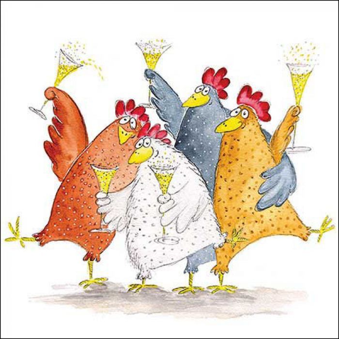 Ambiente, Geburtstag, Celebrating chickens ,Napkins ,  FSC Mix - Serviette , Hühner feiern