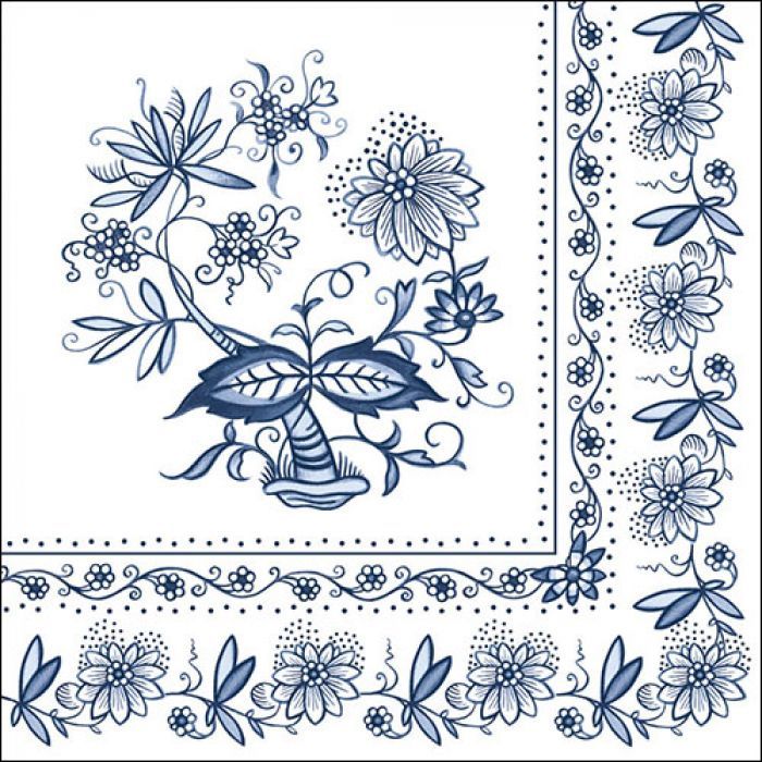 Ambiente Serviette 33cm , Blaue Zwiebeln - Napkin 33 Blue onion FSC Mix Motiv