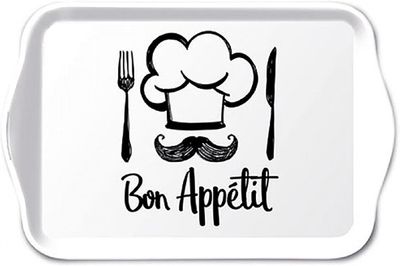 Ambiente Tablett 13x21cm Melamin mit Bon Appétit Motiv - zum Dekorieren & Servieren - kleines Serviertablett für Frühstück Brunch Dinner - Tischdeko Ambiente Tablett 13x21cm Melamin mit Bon Appétit Motiv - zum Dekorieren & Servieren - kleines Serviertablett für Frühstück Brunch Dinner - Tischdeko