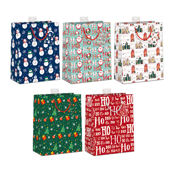 10er  Tasche Sortiert, Weihnachten Geschenktasche - Merry Christmas, Geschenke, Ho, Ho, Ho