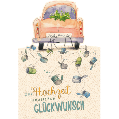 Hochzeit  Auto, Green Line Laser Art - Glückwunschkarte zur Hochzeit ,  hochwertige  Karten Grußkarten - Klappkarte  Skorpion Glückwunschkartenverlag