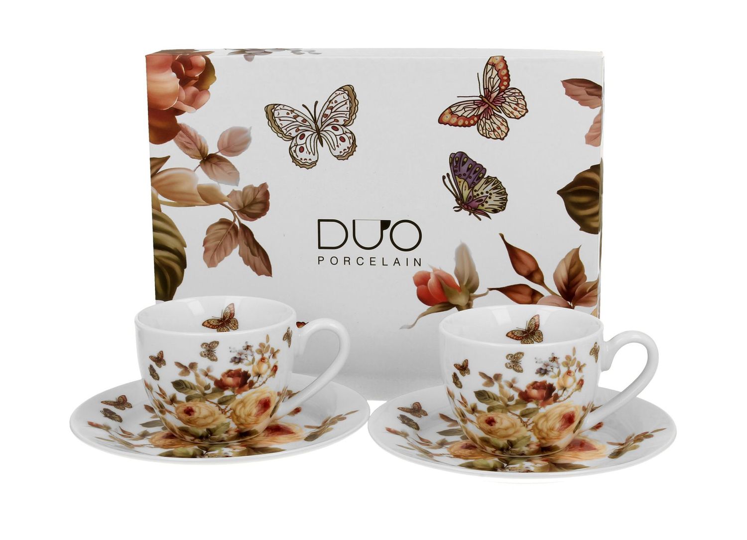 Espressotassen mit Untertassen  - Tasse, Kaffee, ZAHRA aus der Flower Classic Kollektion, Rosen, Blumen