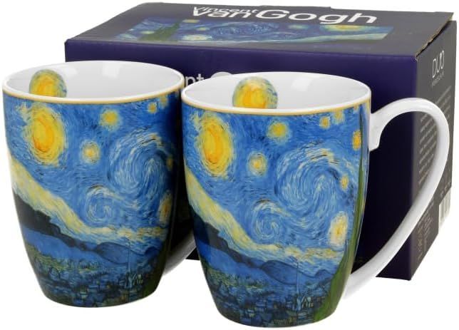 DUO ART GALLERY 2er-Set Klassischer Becher 360 ml STARRY NIGHT inspired by Van Gogh aus Porzellan