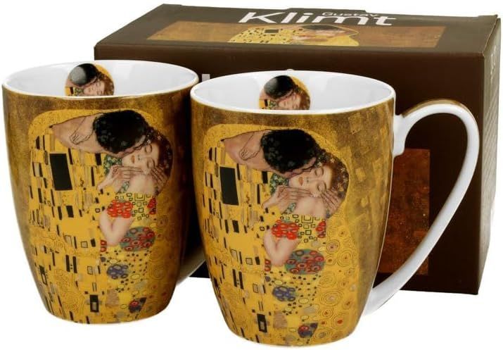2er Set Klassischer Becher The Kiss Classic inspiriert - Porzellan  2 classic mugs THE KISS CLASSIC inspired by Klimt - Duo Kollektion .