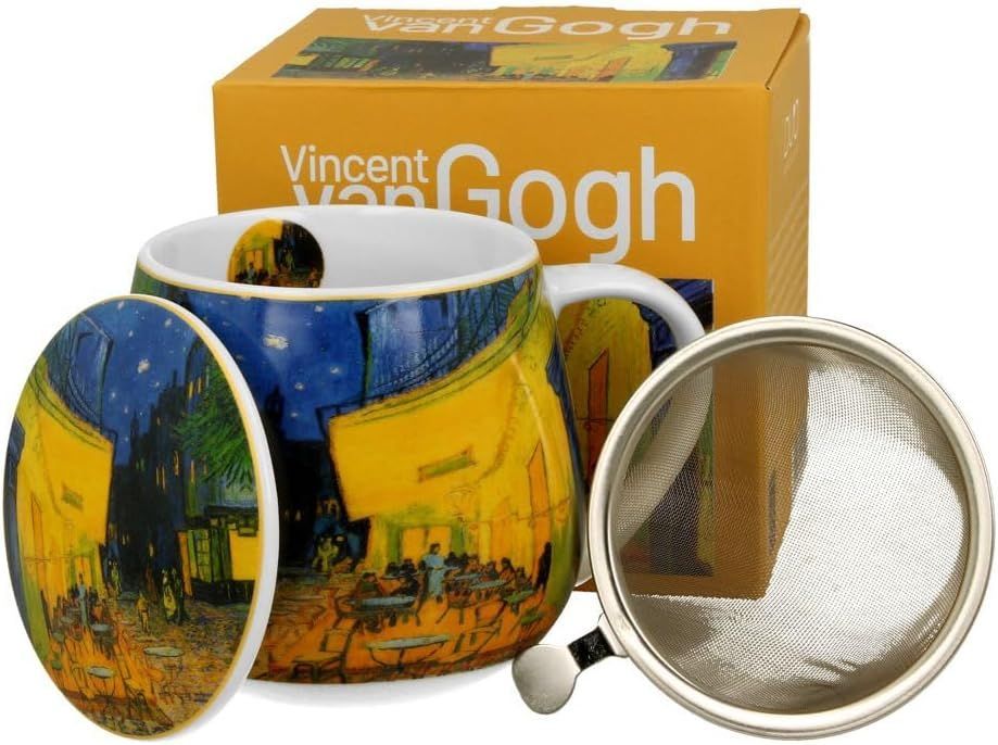Becherfass mit Teesieb, TERRASSE BEI NACHT inspiriert von Van Gogh - Mug barrel with tea infuser TERRACE AT NIGHT - Duo Gift Kollektion