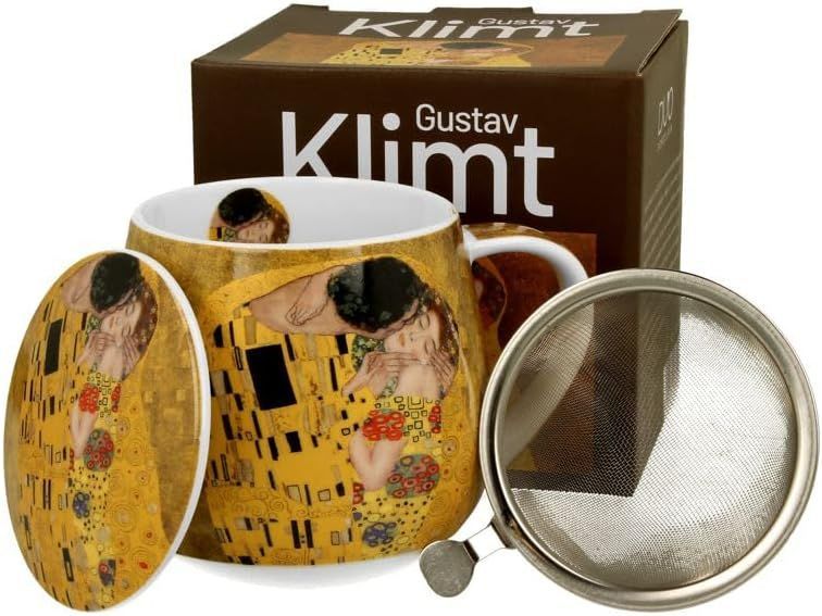 Becherfass mit Teesieb DER KUSS-KLASSIKER inspiriert von Klimt - Mug barrel with tea infuser THE KISS CLASSIC , Duo Gift Kollektion, Becher, Tee Tasee
