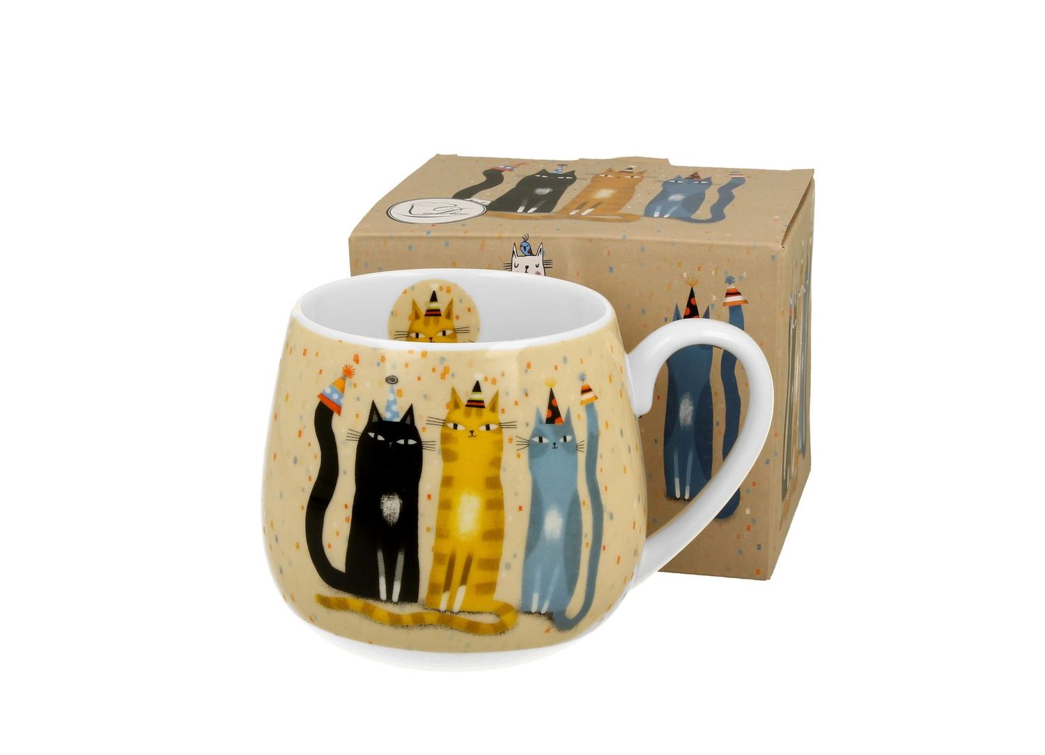 Fassbecher 430 ml ,  New Bone China Porzellan - Mug barrel Cat's World - PARTY - Katzenwelt - Katze